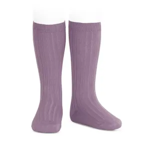 Condor Ribbed Knee High Socks Amethyst