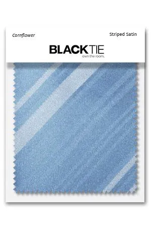 Cornflower Striped Satin Fabric Swatch