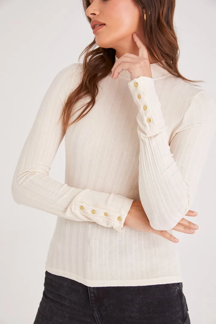 Cream Snap Away Mock Neck Top