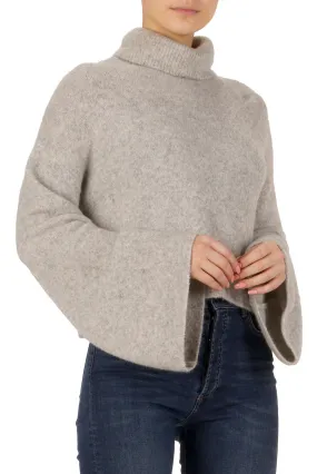 Cropped Turtleneck Sweater with Bell Sleeves