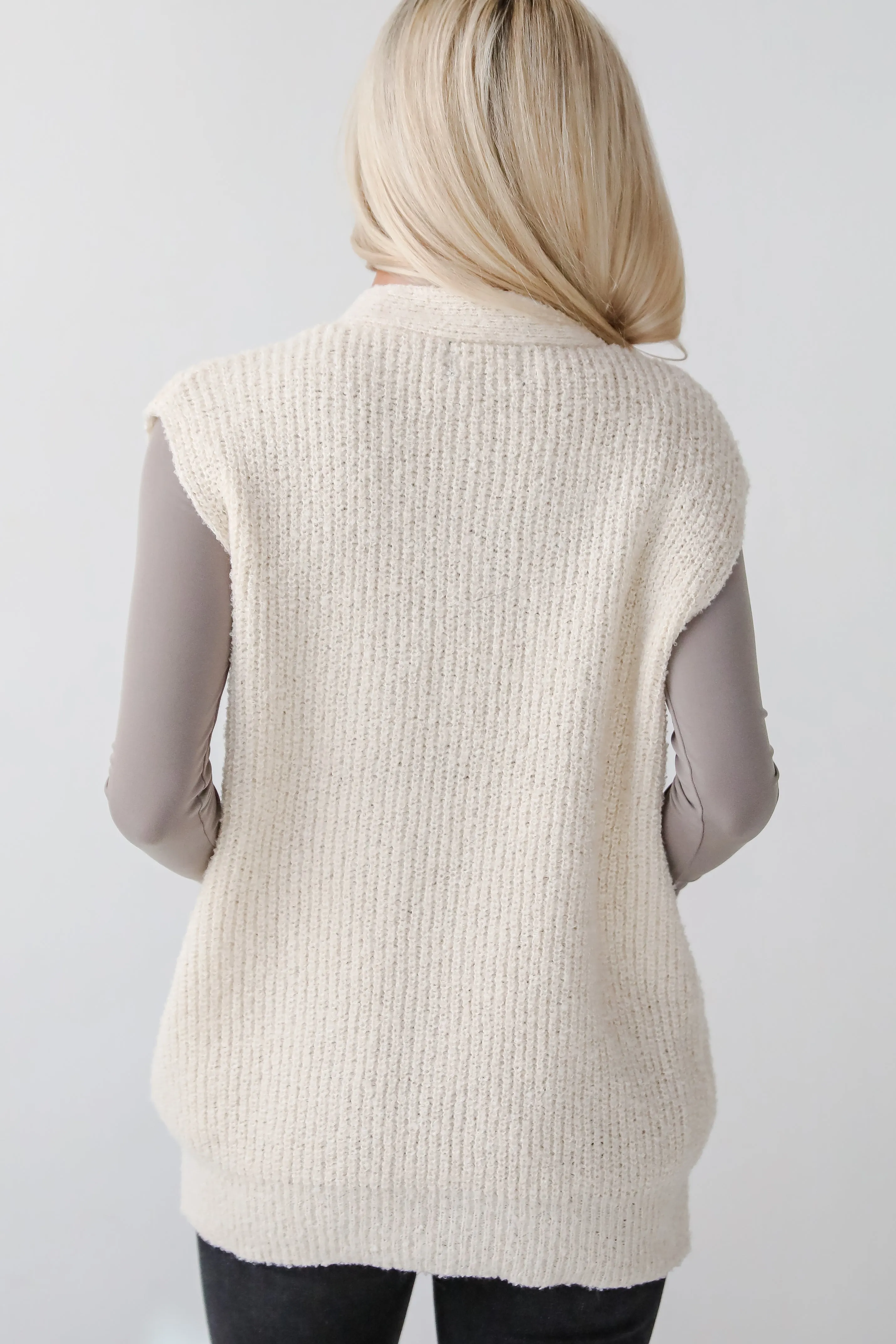 Cuddly Perfection Oatmeal Fuzzy Knit Sweater Vest