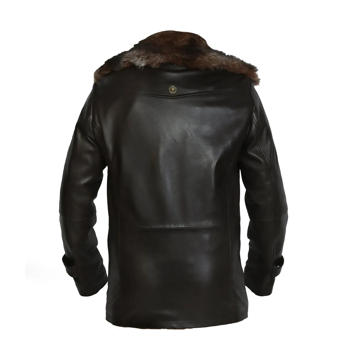 Dark Brown Furr Collar & Sleeves Leather Jacket By Brune & Bareskin