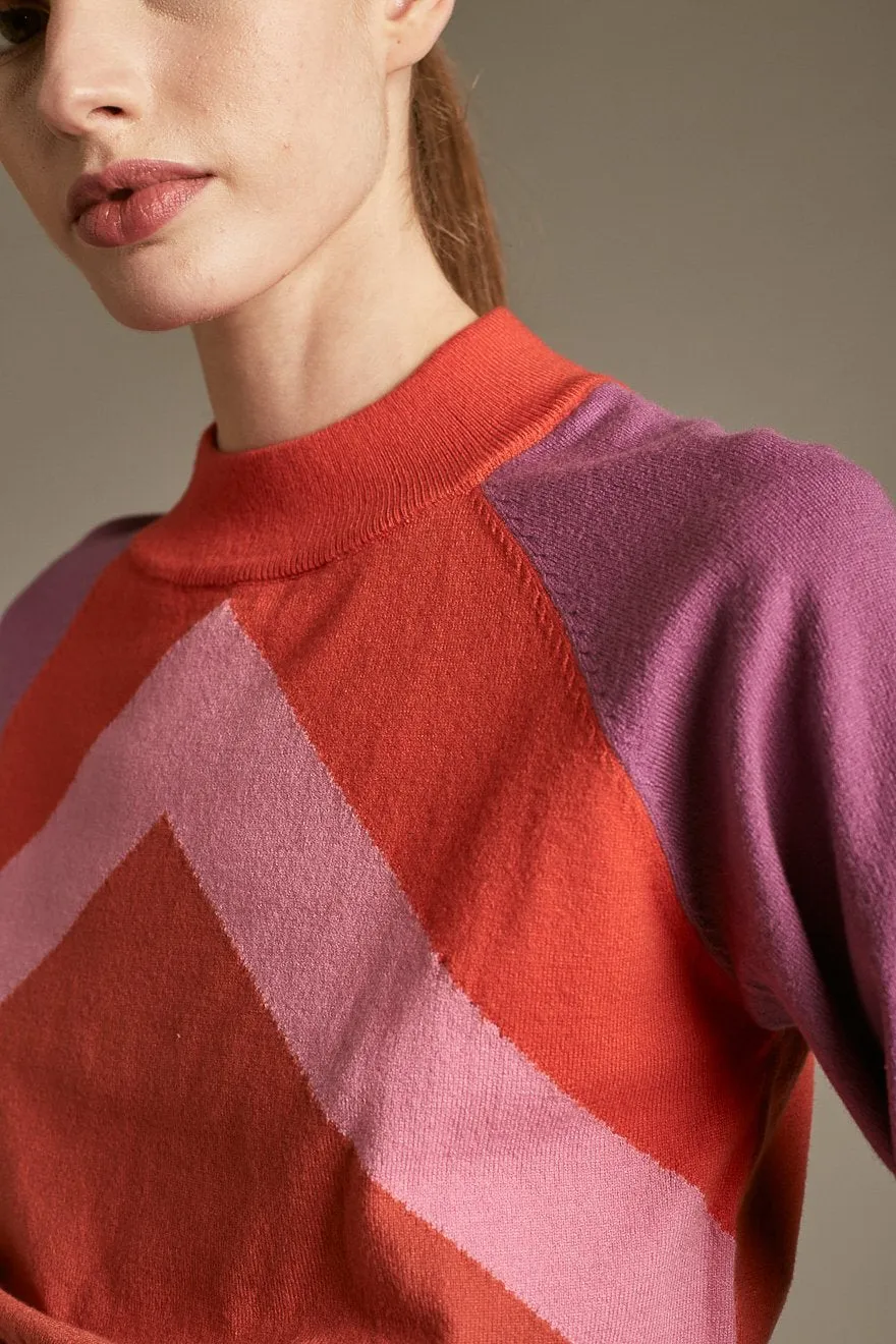 Deluc Lazlo Chevron Mock Turtleneck Sweater