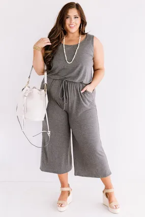 Down And Around Jumpsuit In Charcoal Curves