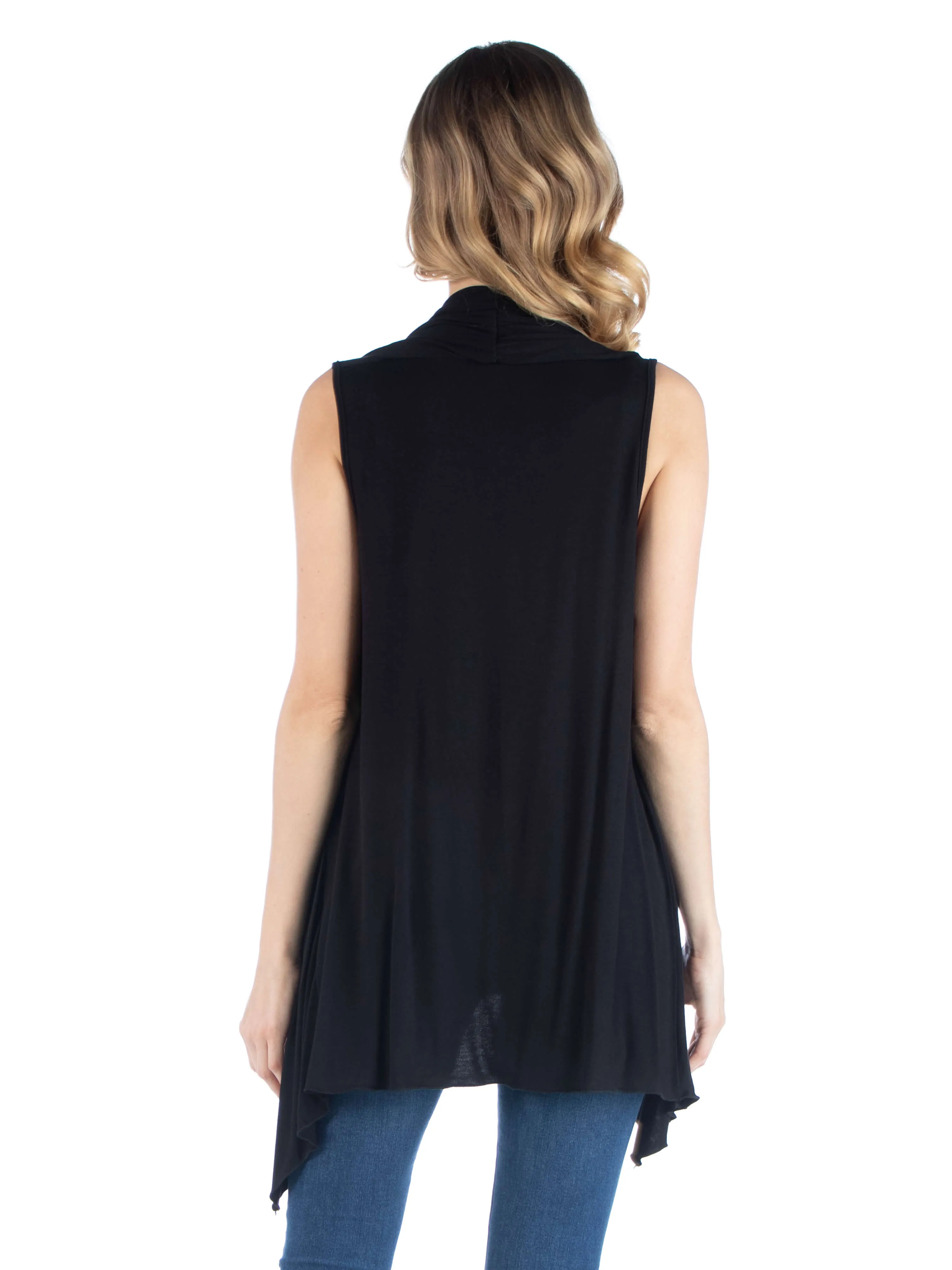 Draped Maternity Open Front Sleeveless Cardigan