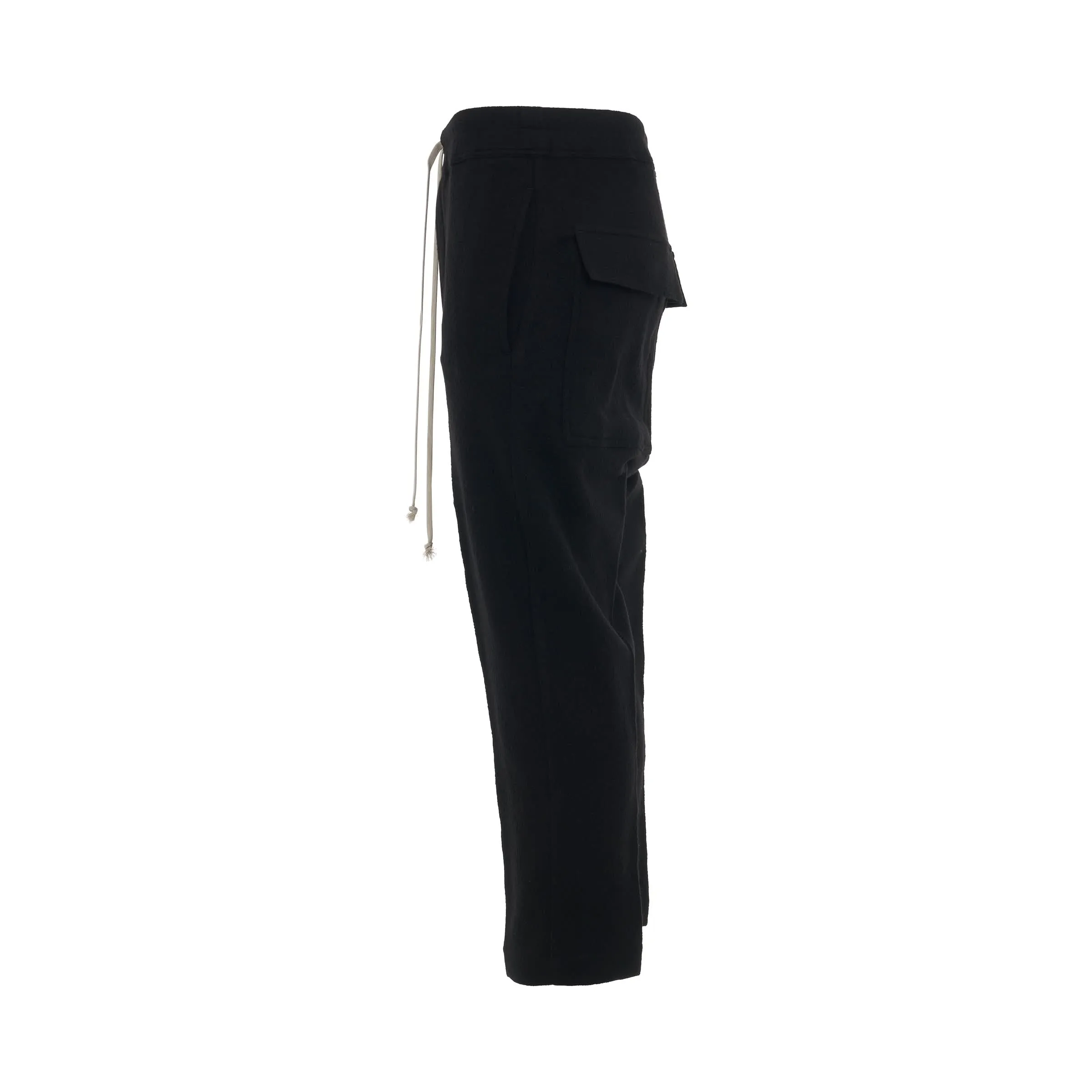 Drawstring Astaires Cropped Wool Pants in Black