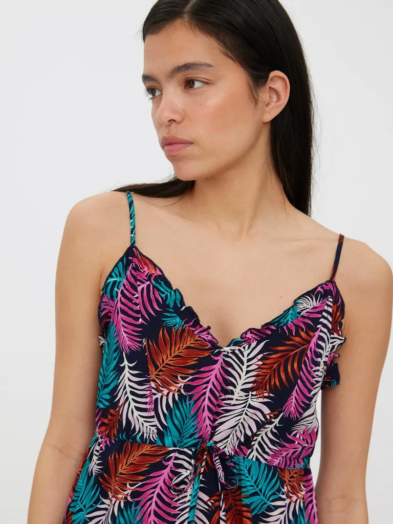 Easy Short Frill Strap Dress- Tropical and Floral Prints