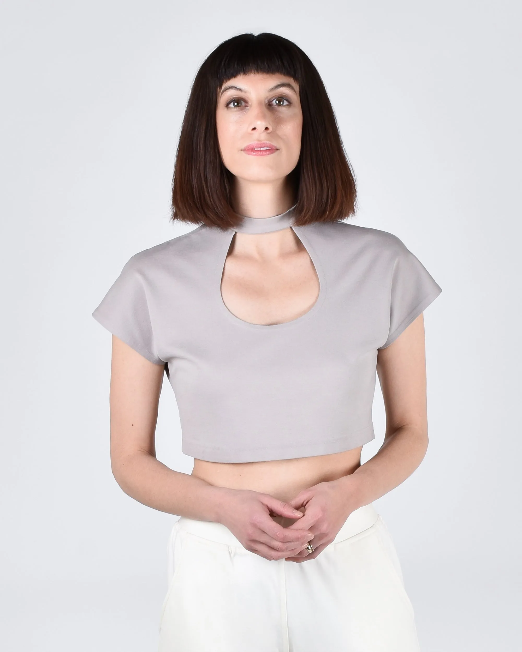 Egret Crop Cap Sleeve 2-in-1 in Taupe