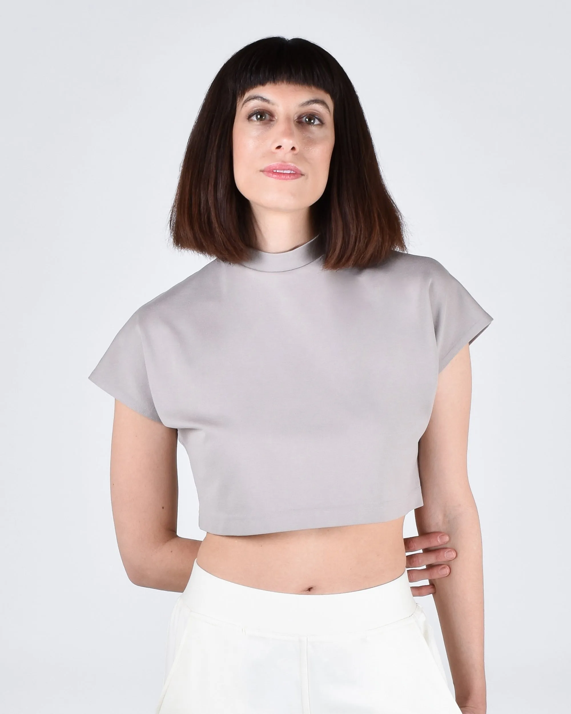 Egret Crop Cap Sleeve 2-in-1 in Taupe