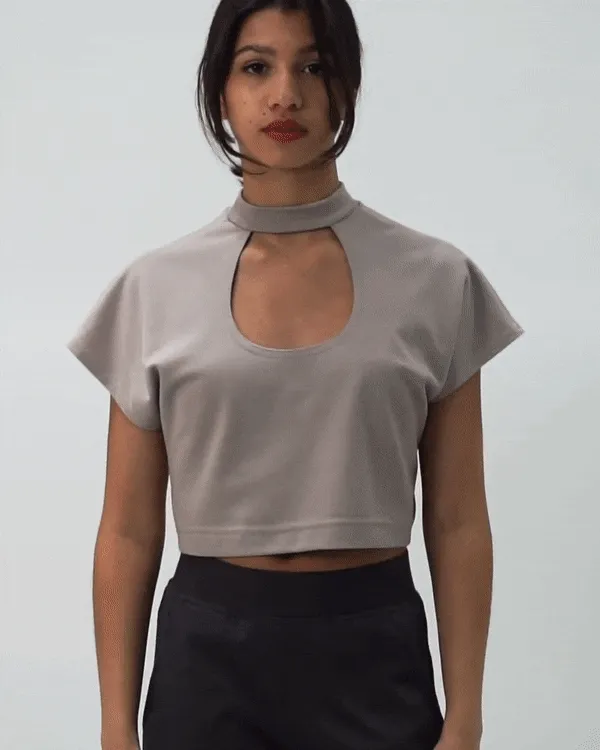 Egret Crop Cap Sleeve 2-in-1 in Taupe