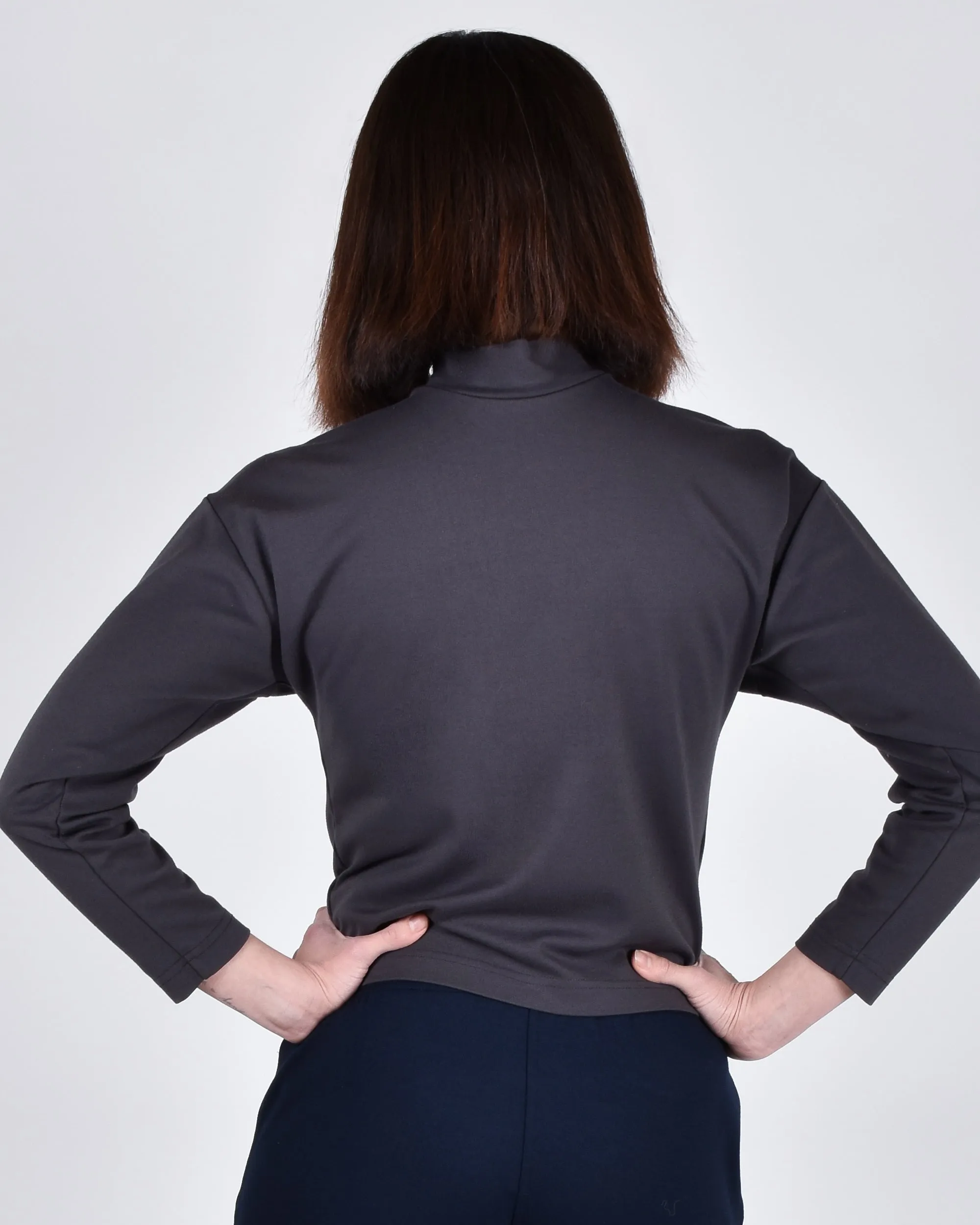 Egret Long Sleeve Top 2-in-1 in Pewter