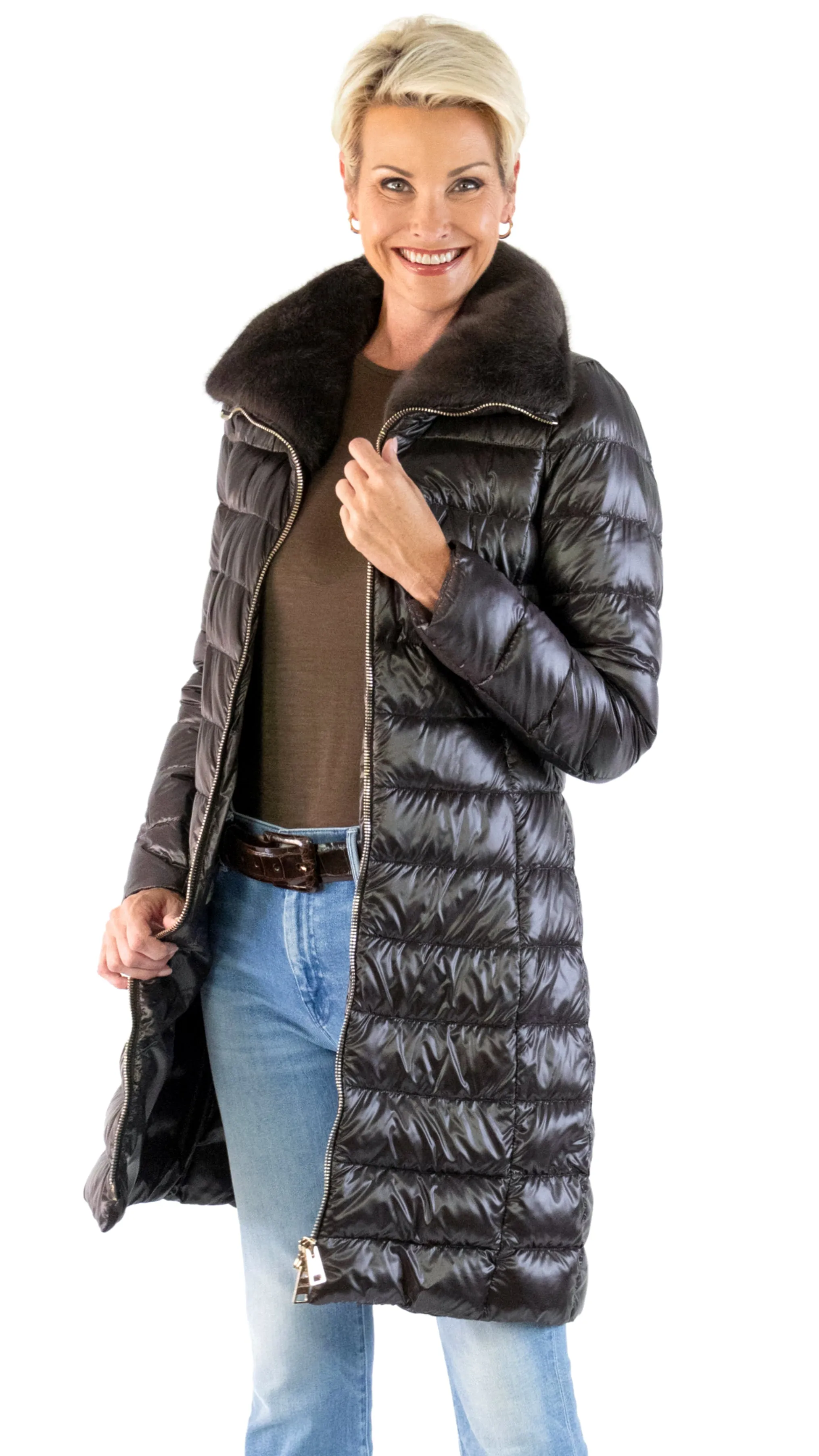 Elisa Eco-Fur Jacket - Marrone Scuro