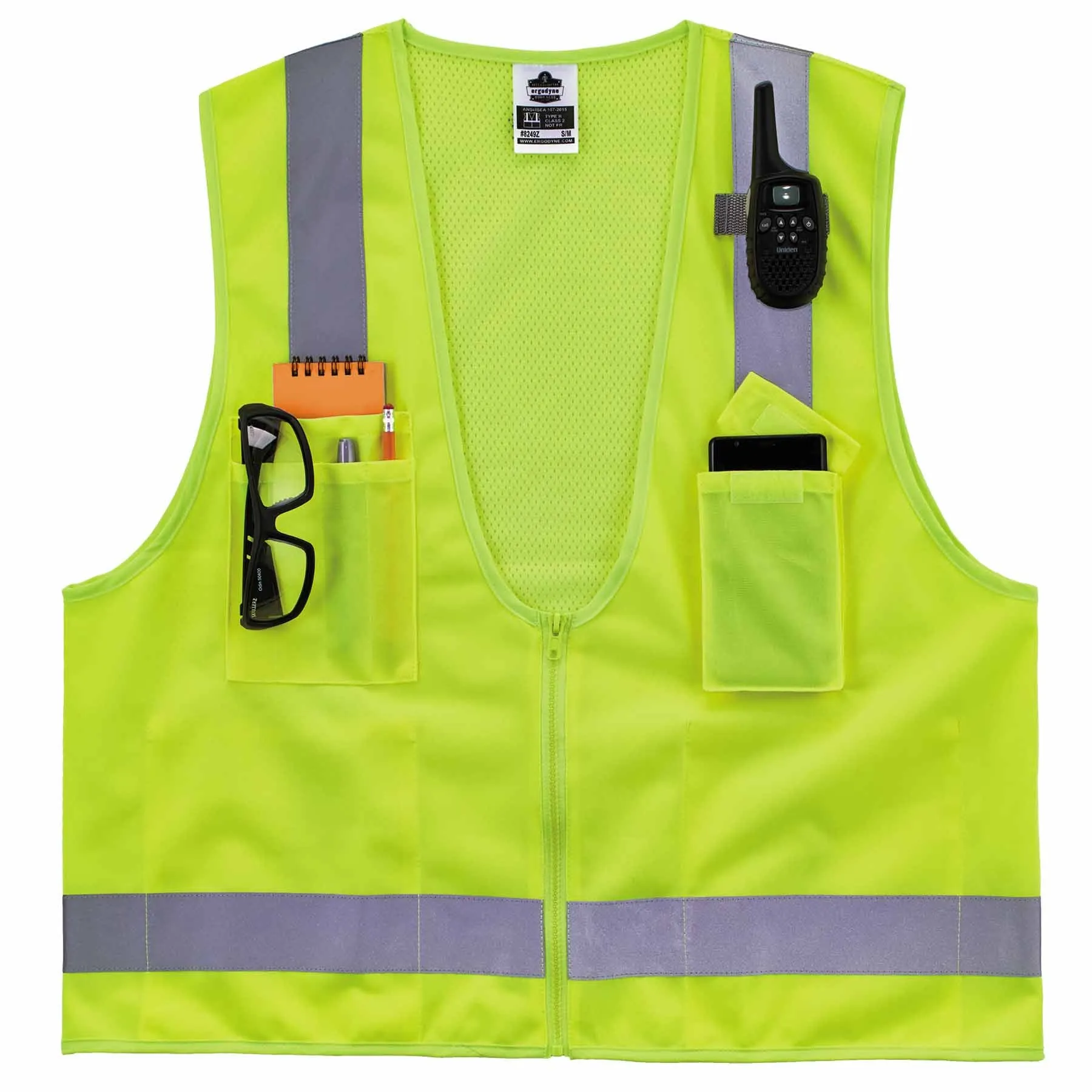 Ergodyne 24505 8249Z-S XL Lime Class 2 Economy Surveyors Vest - Single Size