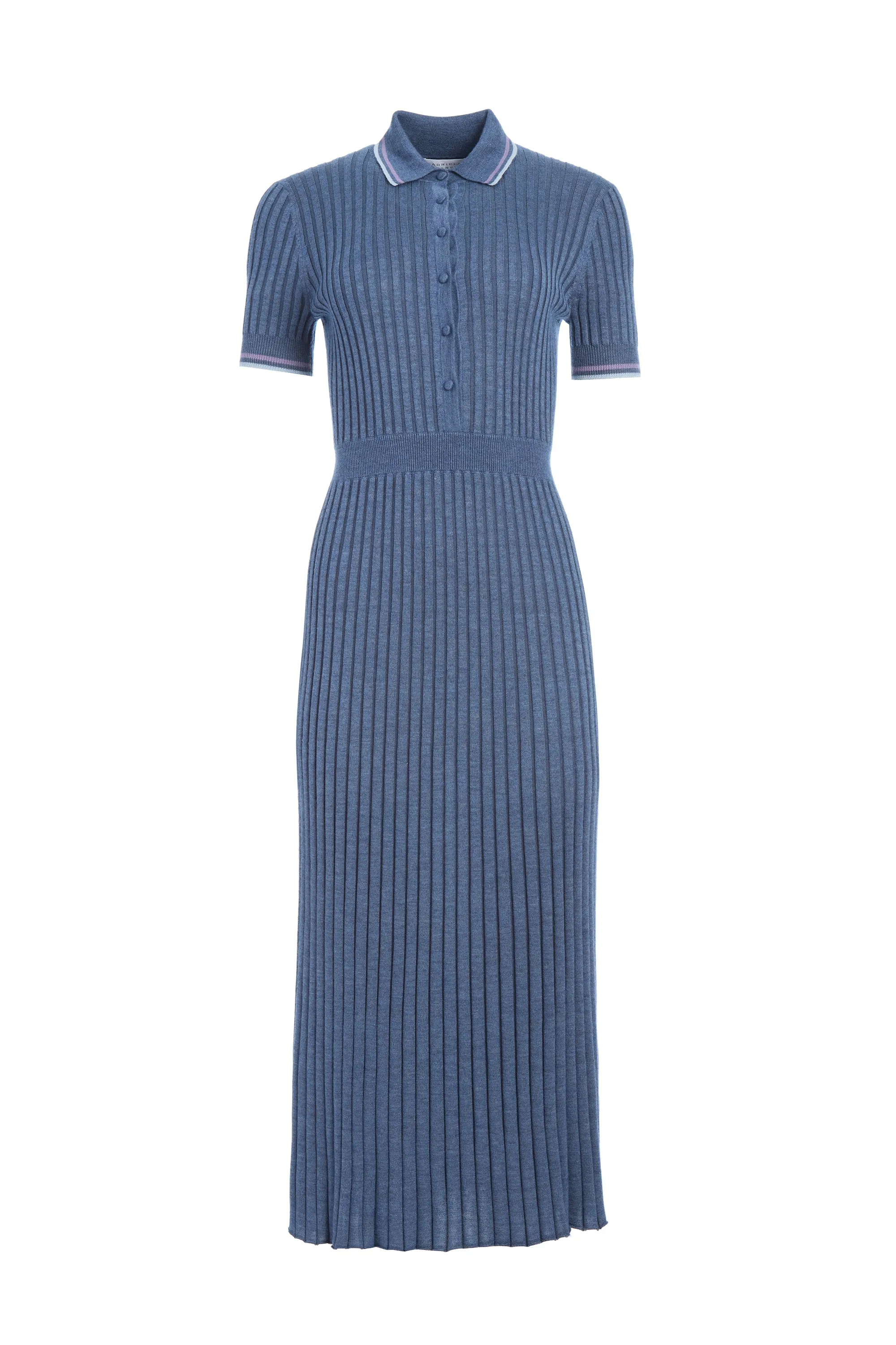 Eyot Knit Maxi Dress in Denim Blue Cashmere Silk