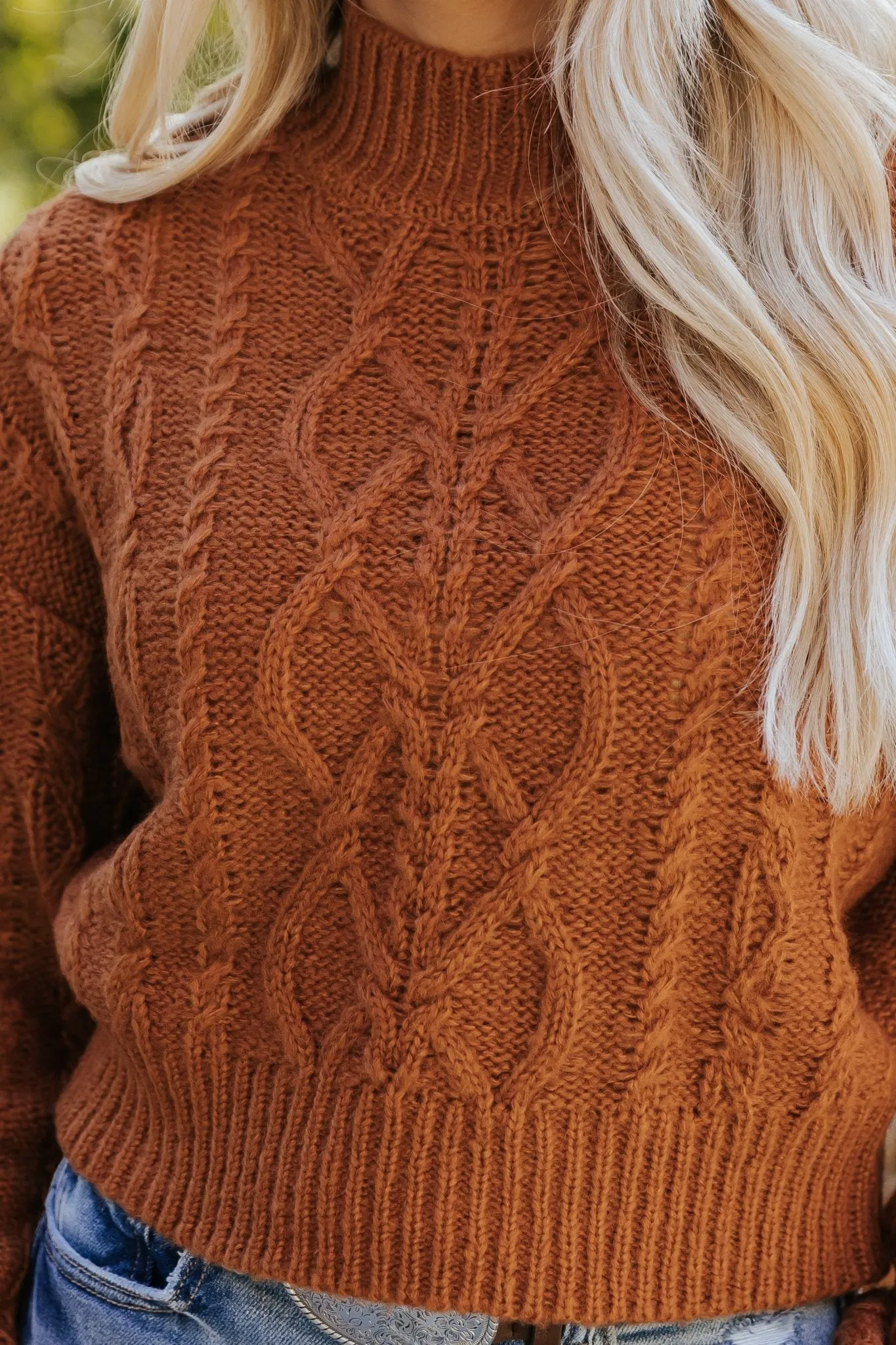 Fall Fest Cable Knit Sweater - Burnt Orange - FINAL SALE