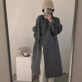 Fashionkova birkenstock clogs outfit fall 2024 New Korean Style Stand Collar Single-Breasted Double-Sided Cashmere Coat Mid-Length Autumn and Winter Thickened Wool Coat for Women