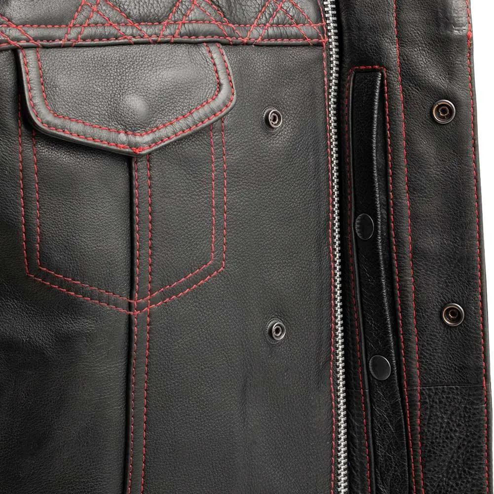 First Mfg Mens Downside Diamond Quilt Leather Vest