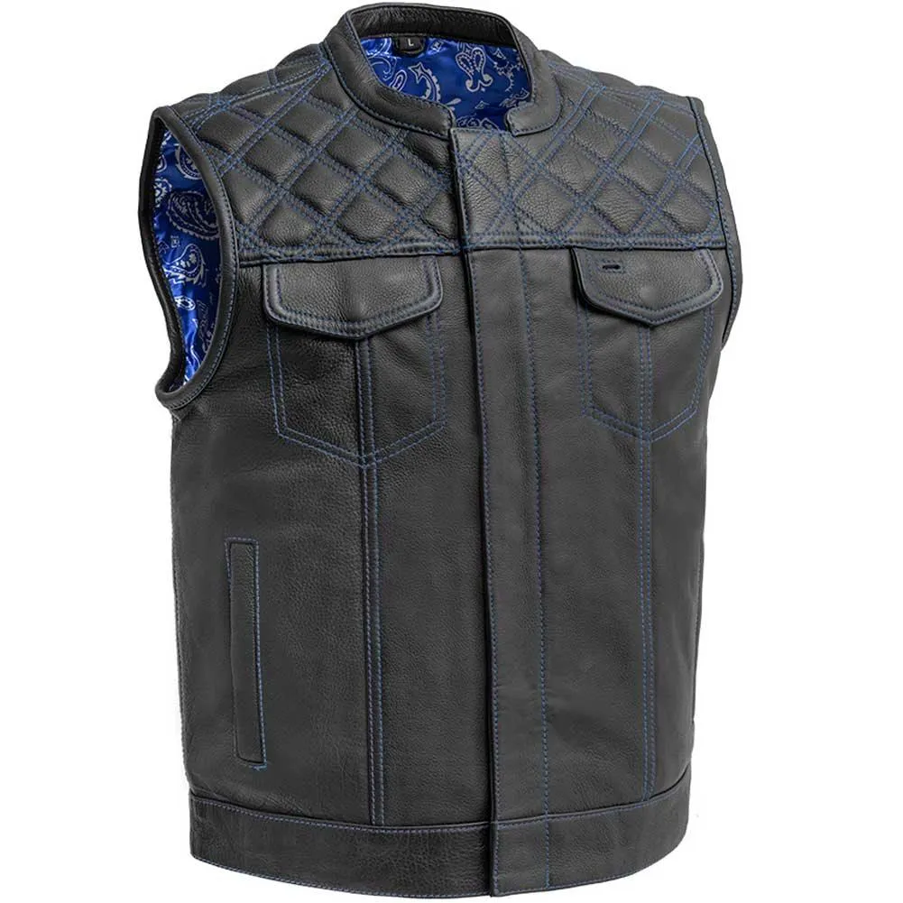 First Mfg Mens Downside Diamond Quilt Leather Vest