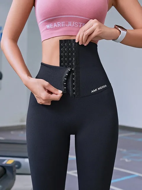 Fitness women corset hip lift postpartum high waist tights yoga pants Waisted Workout leggings Women Gym Running Training Tights