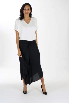 FLARED WIDE LEG PANTS IN MIDNIGHT BLACK