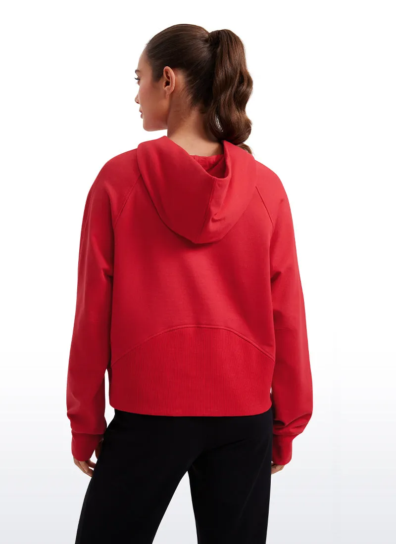 Fleece Mock Neck Hoodies with Thumb Holes