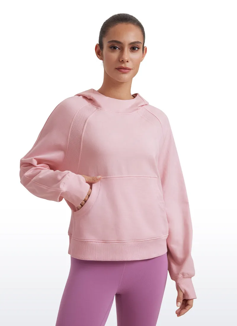 Fleece Mock Neck Hoodies with Thumb Holes