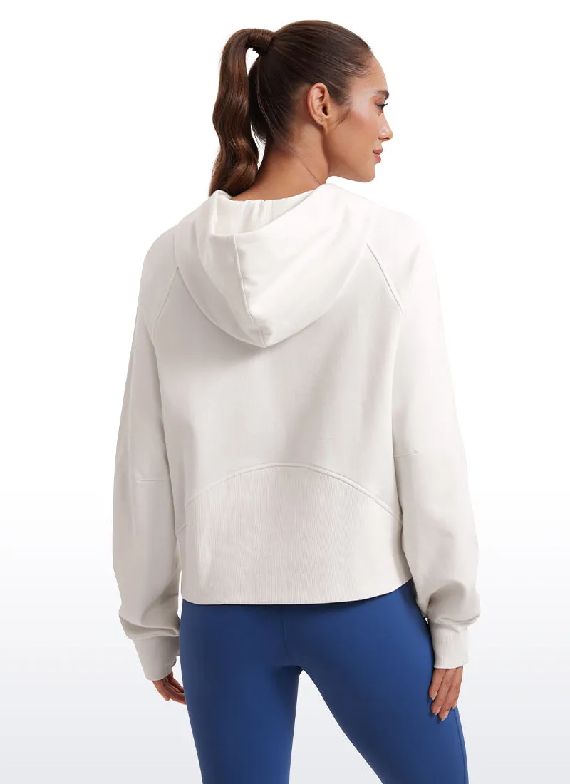 Fleece Mock Neck Hoodies with Thumb Holes