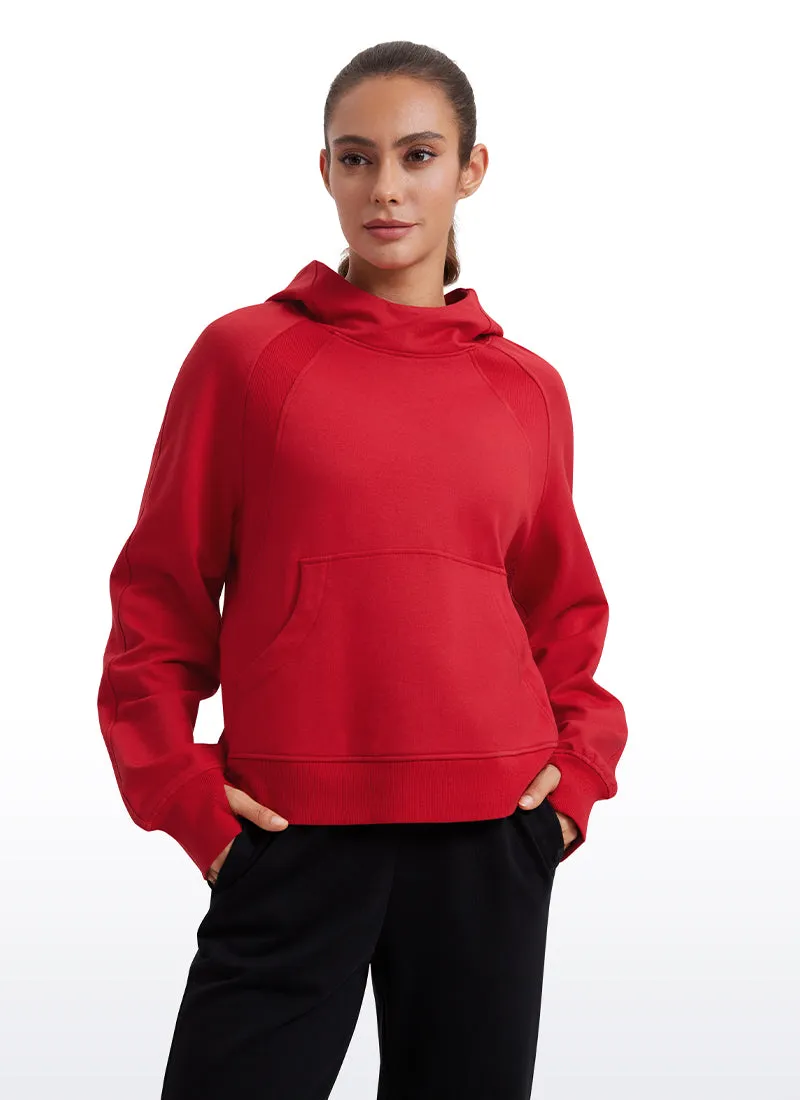 Fleece Mock Neck Hoodies with Thumb Holes