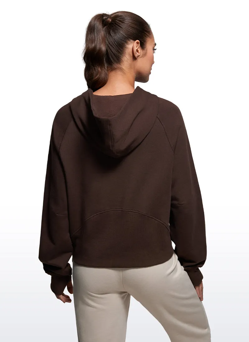 Fleece Mock Neck Hoodies with Thumb Holes