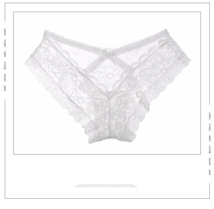 Floral Embroidered Lace Underwear Sexy Hollow Out G String Thong Crotch Cotton Briefs Cute Panties