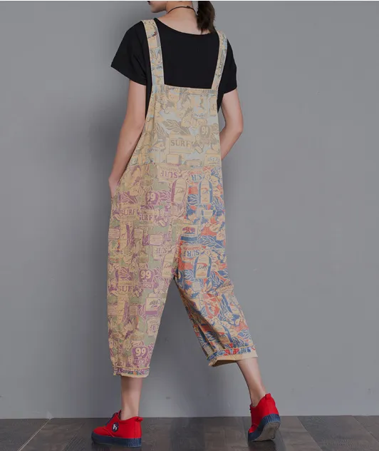 Floral Loose Denim Casual Spring Denim Overall Women Jumpsuits  QYCQ28