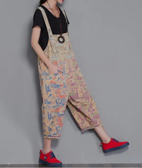 Floral Loose Denim Casual Spring Denim Overall Women Jumpsuits  QYCQ28