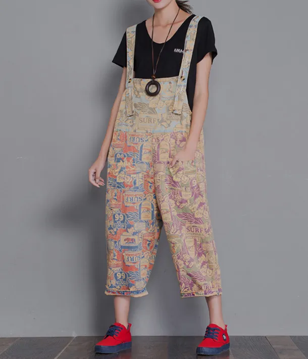 Floral Loose Denim Casual Spring Denim Overall Women Jumpsuits  QYCQ28