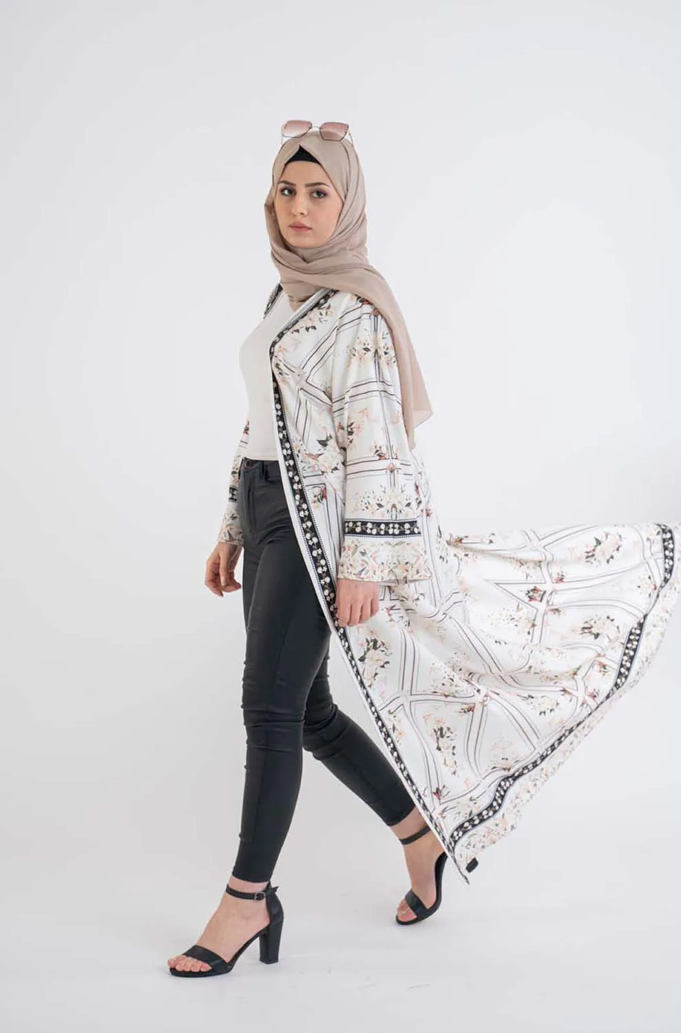 Flower Print kimono-Hijab Casual