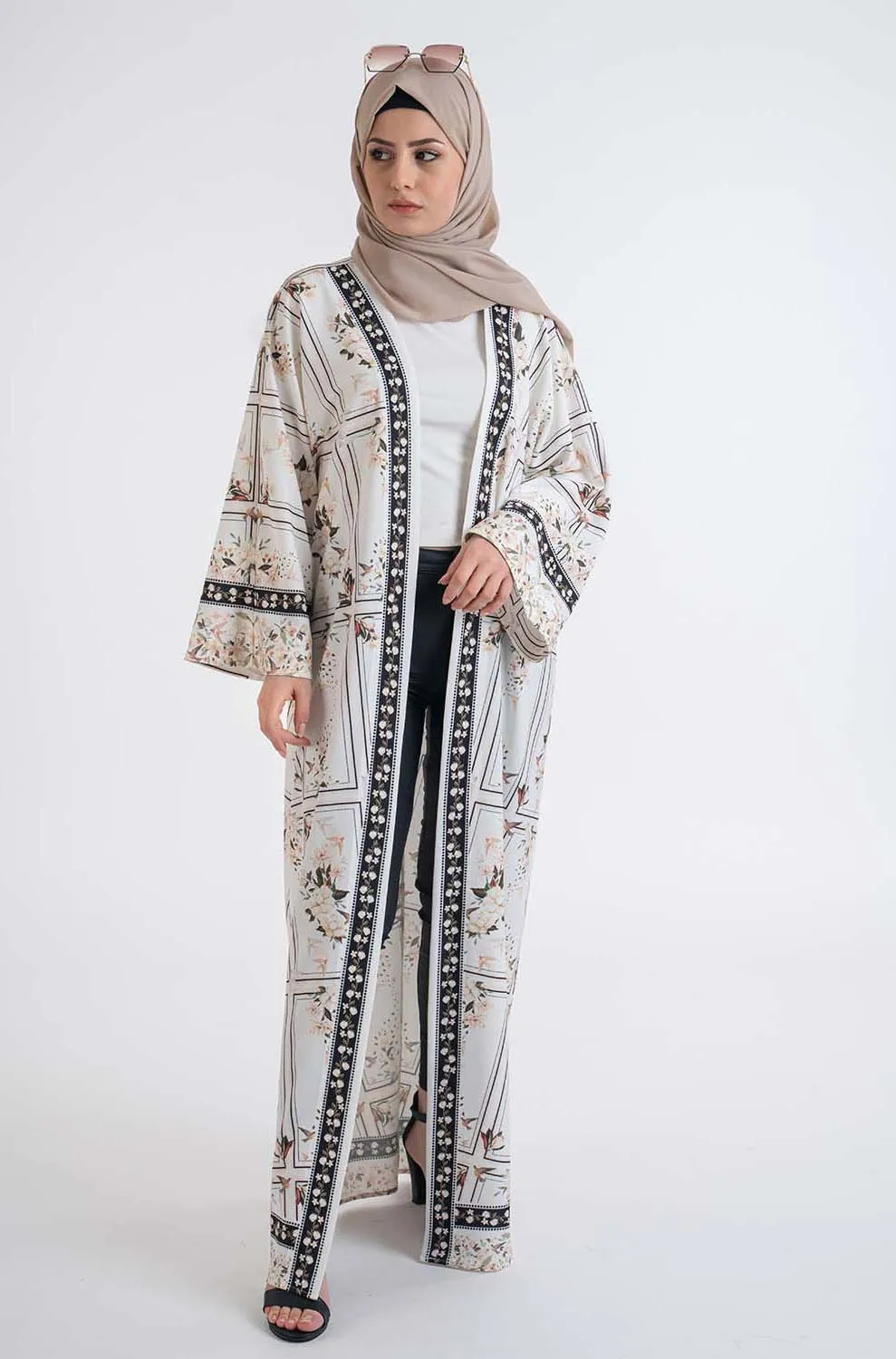 Flower Print kimono-Hijab Casual