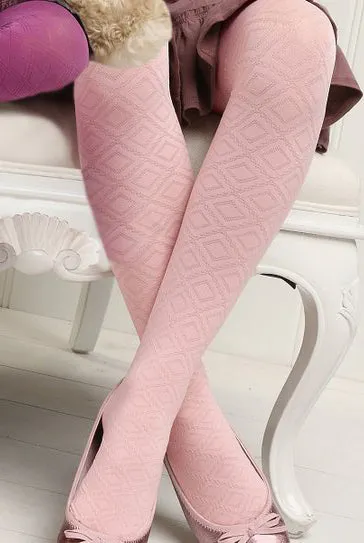 Franzoni Girls Calla Diamond Patterned Opaque Tights