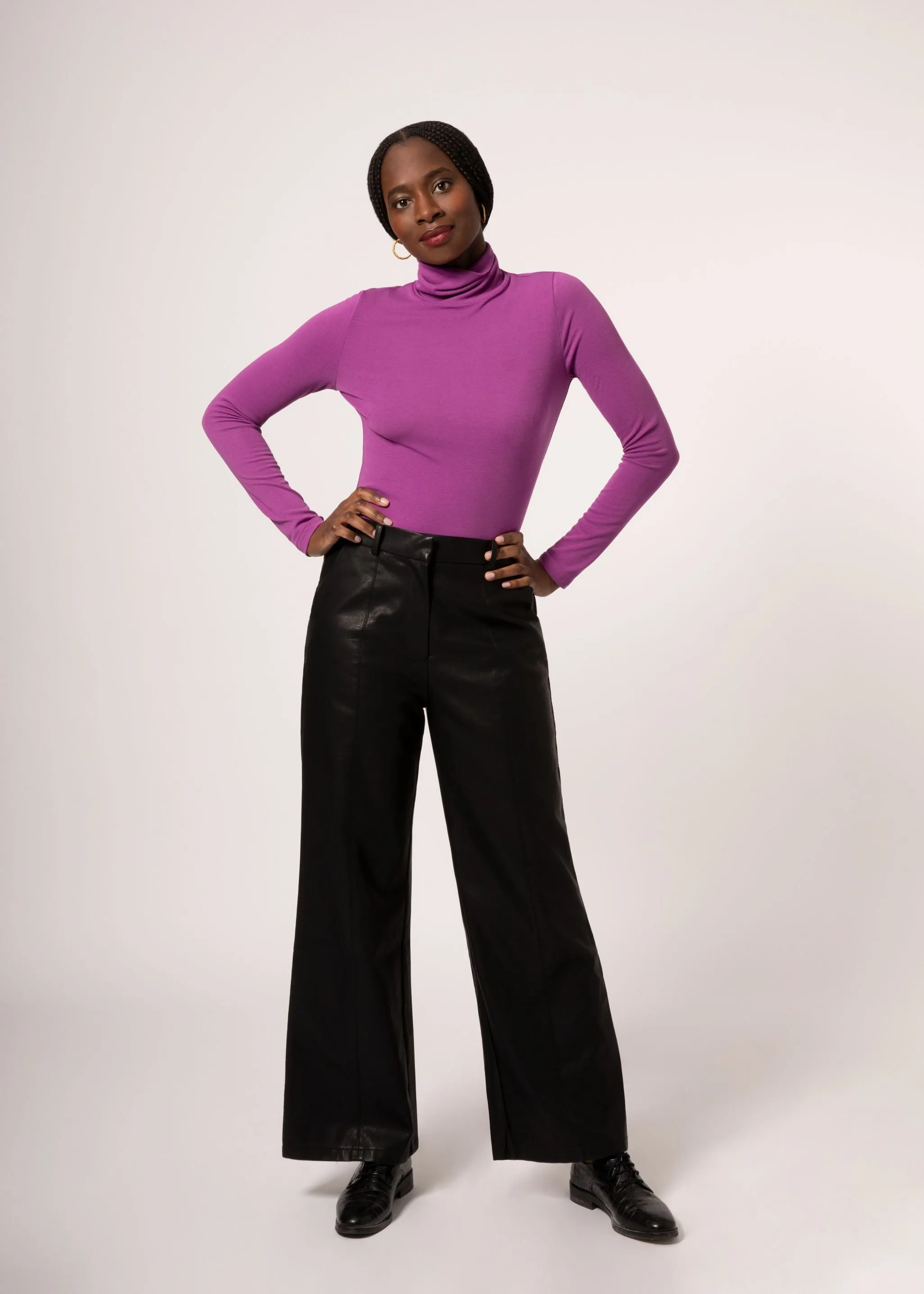 FRNCH Carmelite Violet Turtleneck Top