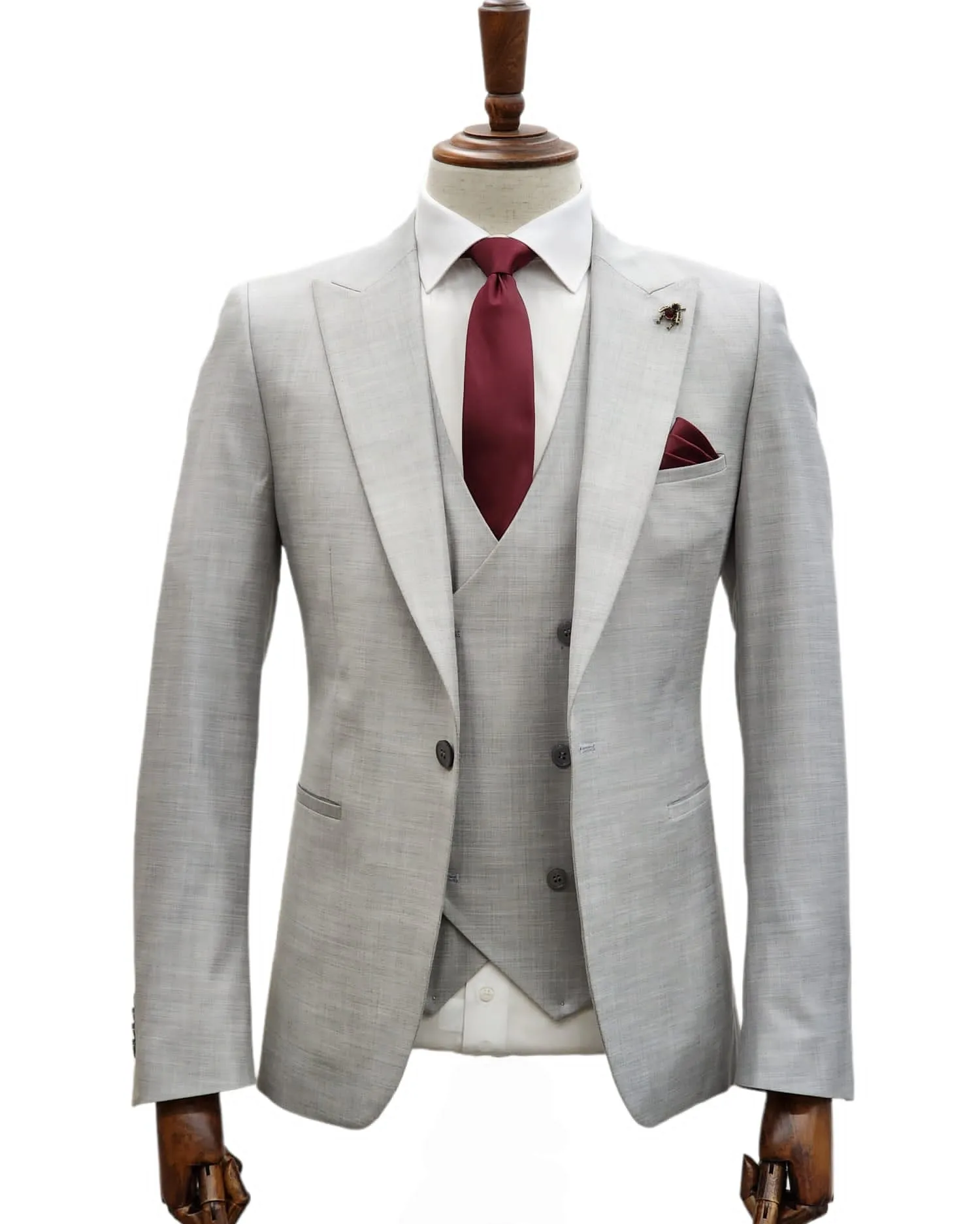 Giovanni Testi 1 Button Peak lapel 3 piece Tuxedo GT1PA V-1501 Silver