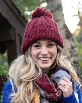 Grace & Lace Knit Pom Hat (Holly Berry)