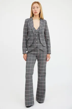 Grey & Pink Plaid Three Piece Suit