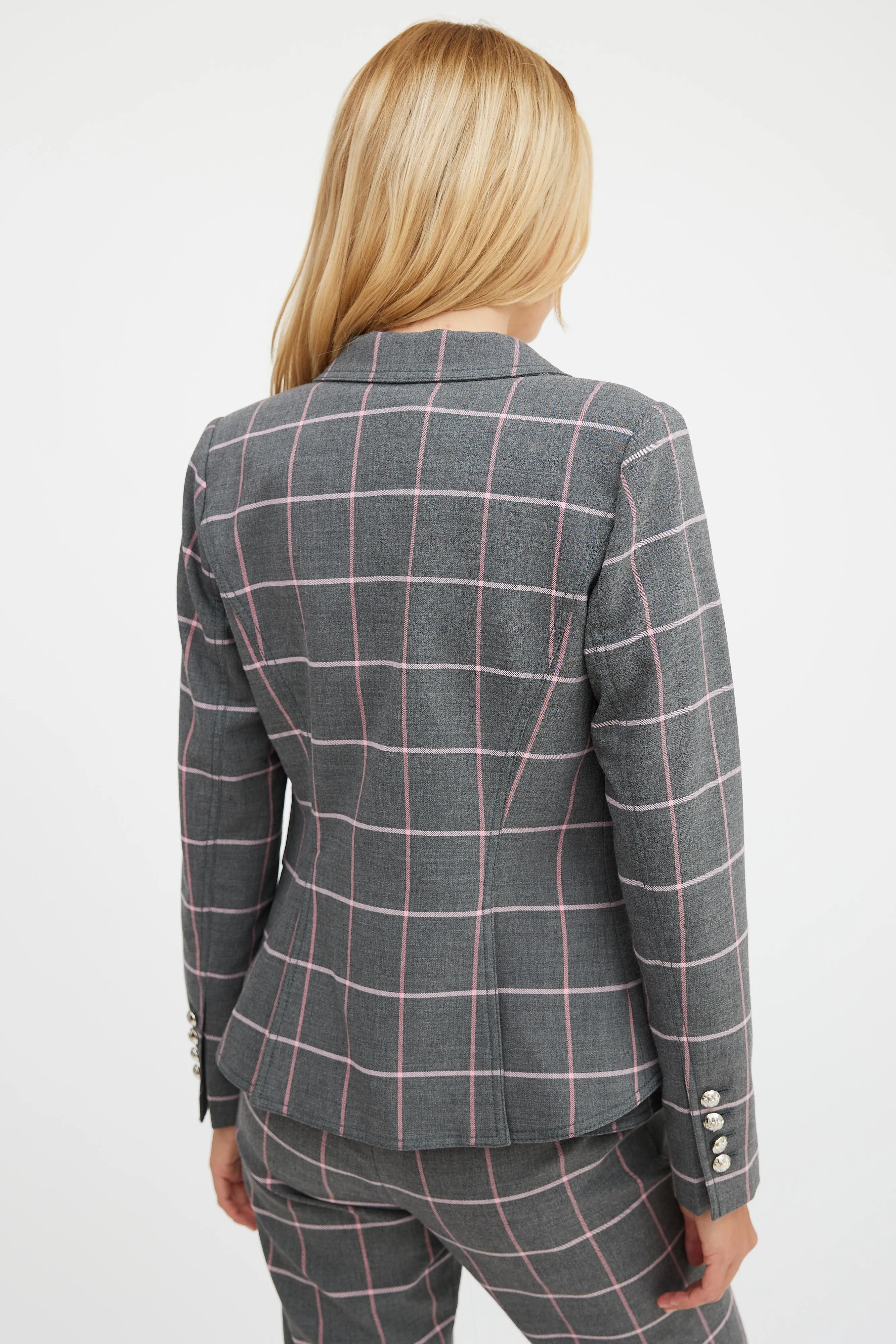 Grey & Pink Plaid Three Piece Suit