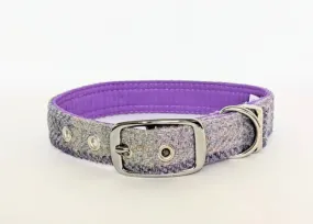 Harris Tweed Lavender Block Buckle Dog Collar