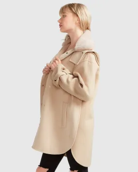 Heavy Hearted Detachable Hooded Coat - Pale Oat