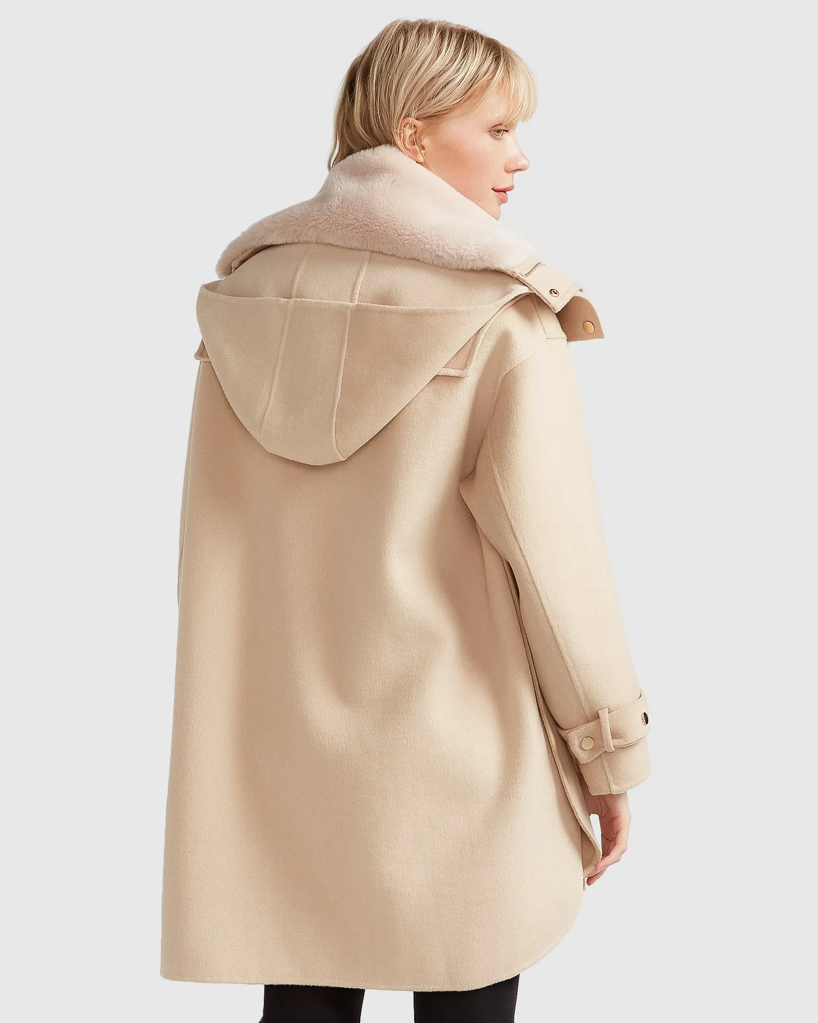 Heavy Hearted Detachable Hooded Coat - Pale Oat