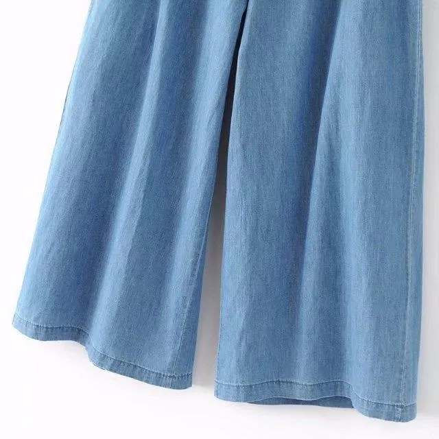 High Waist Sashes Collect Waist Wide Leg Pants