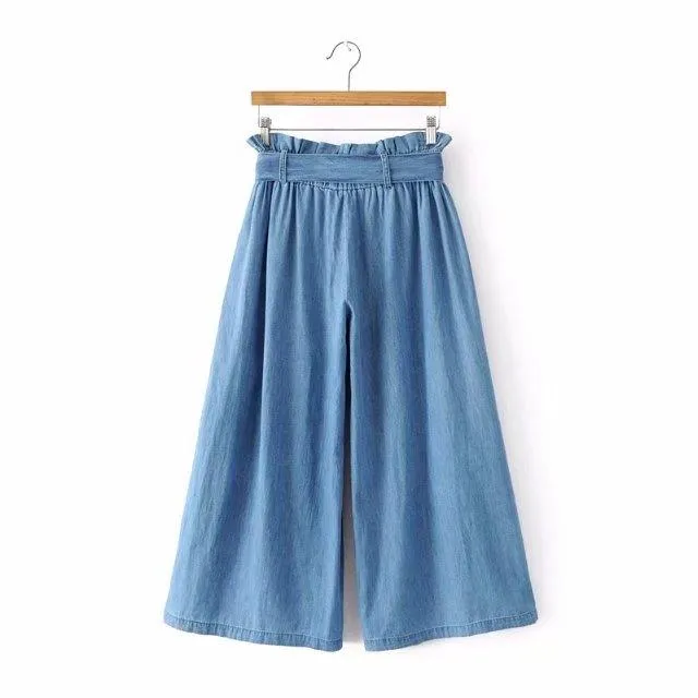 High Waist Sashes Collect Waist Wide Leg Pants