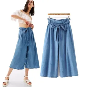 High Waist Sashes Collect Waist Wide Leg Pants