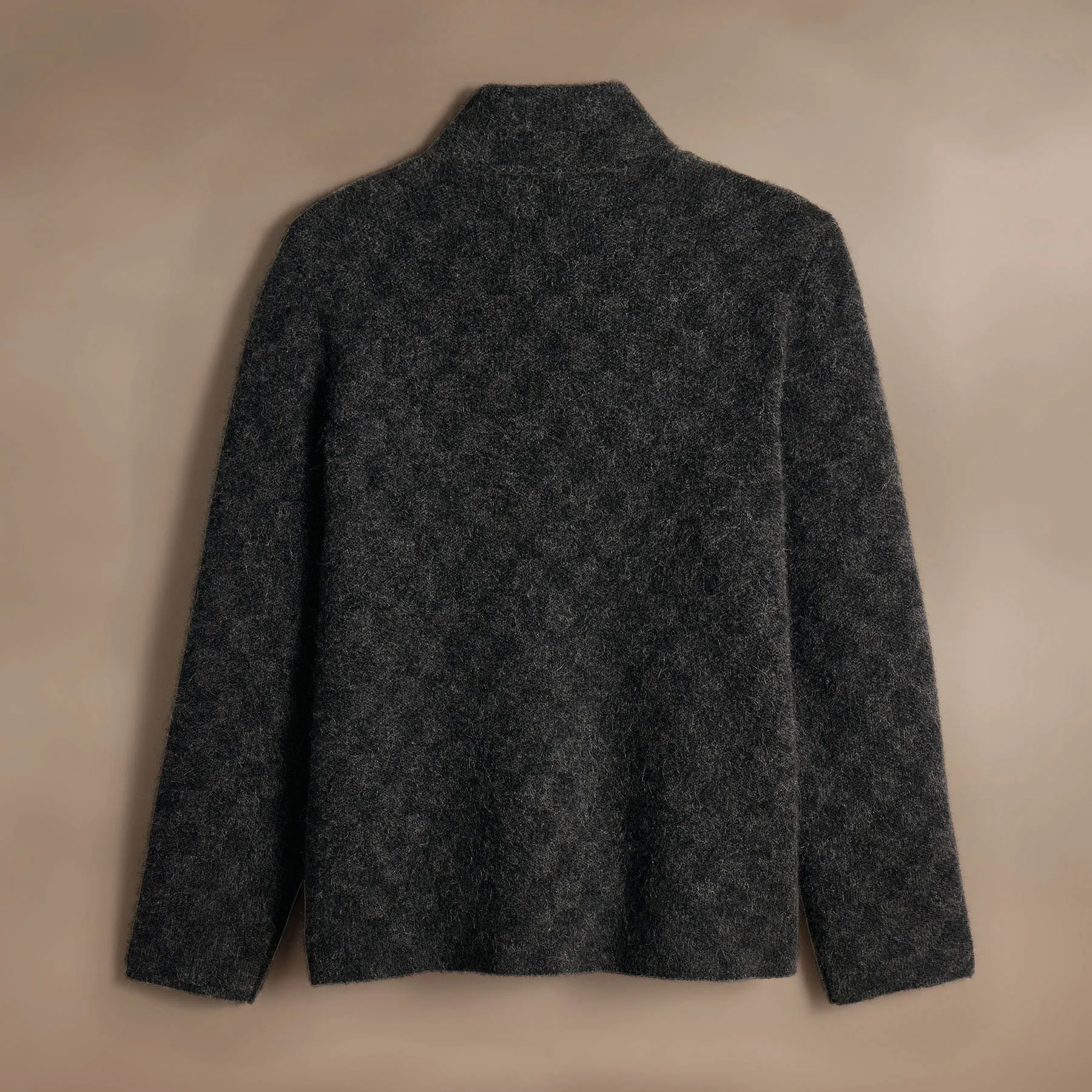 Interior Checkerboard Knit Car Coat - Black/Anthracite