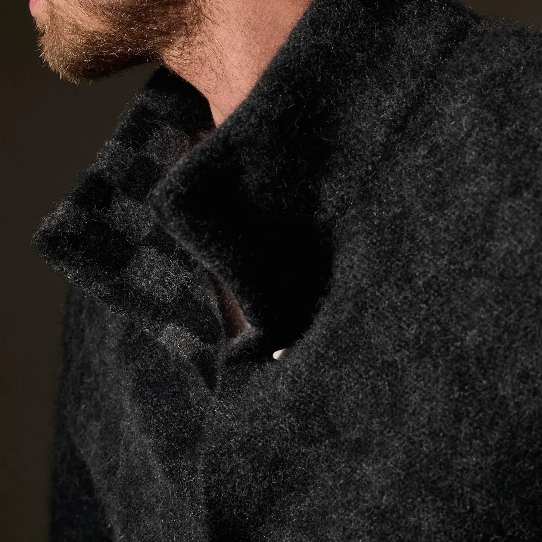 Interior Checkerboard Knit Car Coat - Black/Anthracite