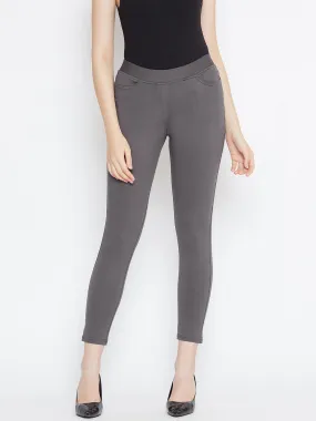 JUMP USA Women Grey Solid Casual Skinny fit Trousers